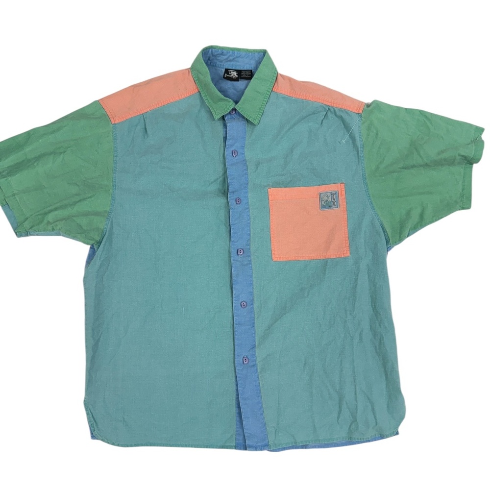 1990s Gotcha Surf Color Block Button Down Shirt